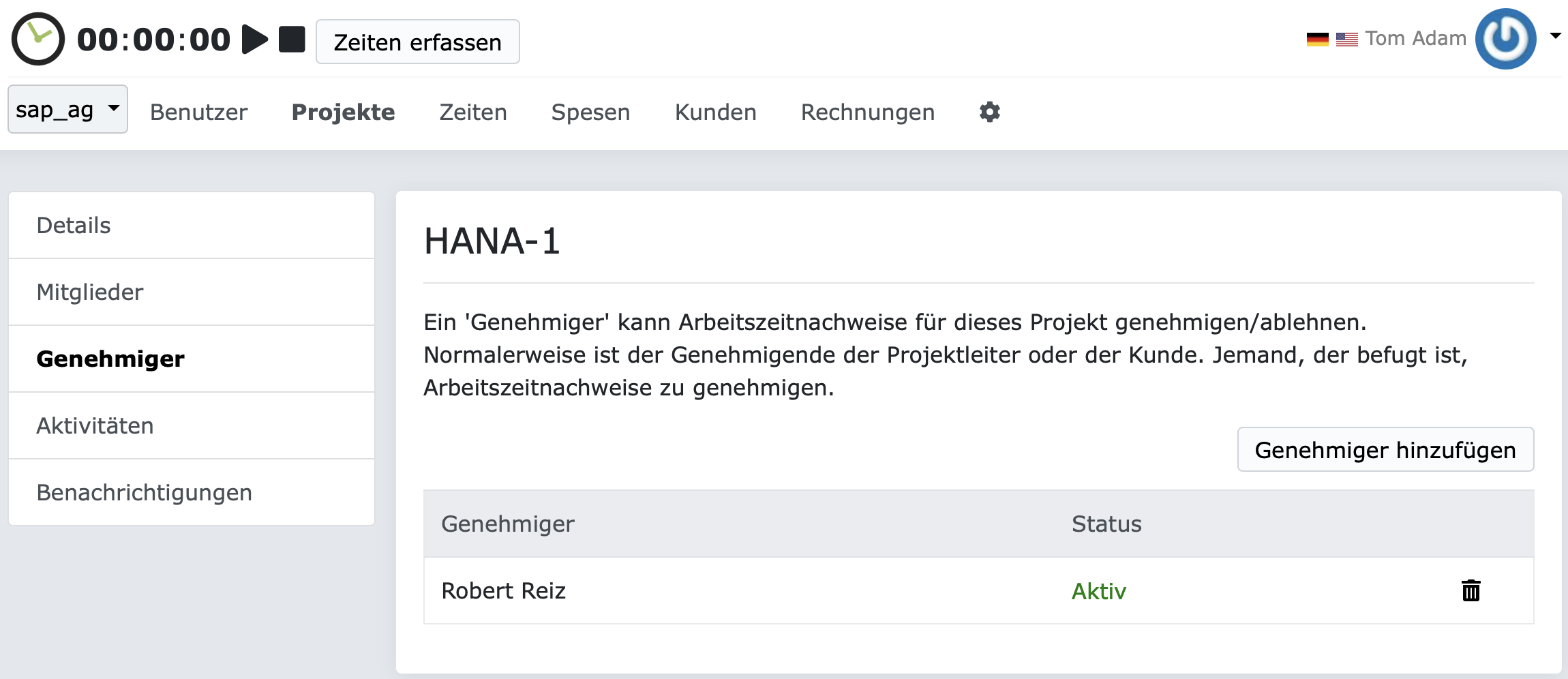 Projekt Genehmiger Seite