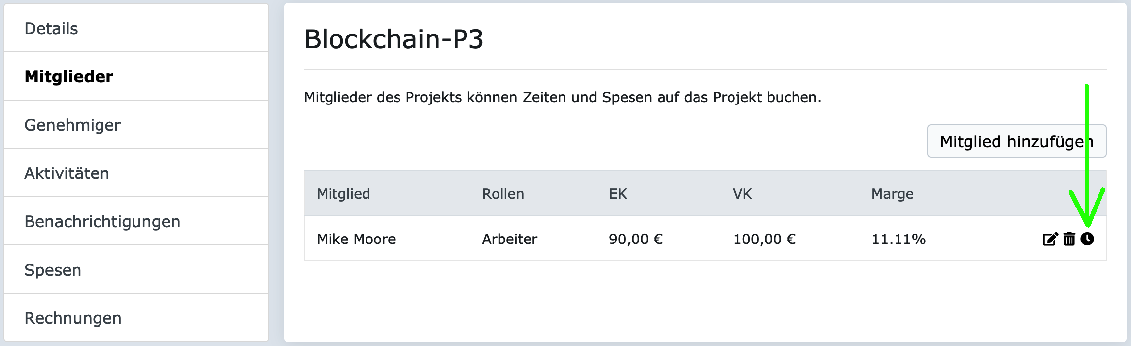 Mitarbeiter - Gebuchte Zeiten