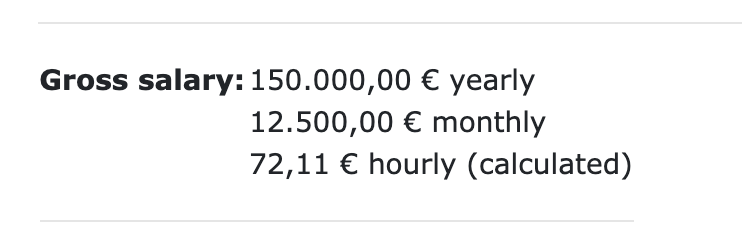 Hourly wage for a permanent employee