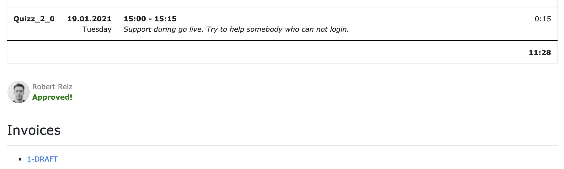 Time-Sheet with generated invoice