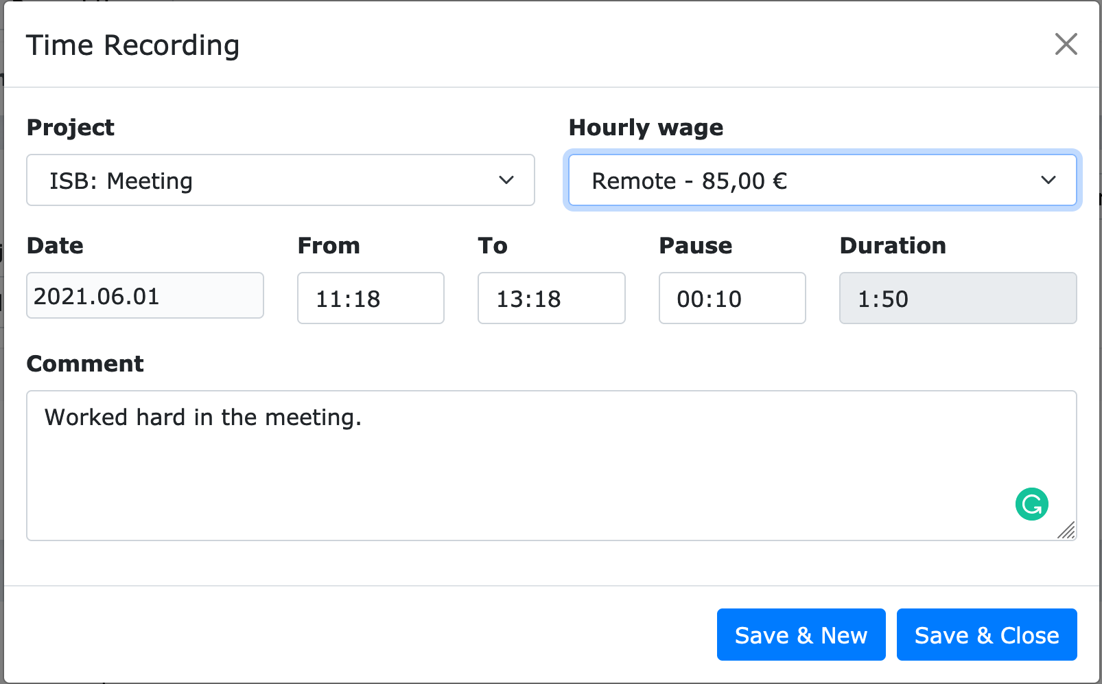 Recording times at ZEIT.IO