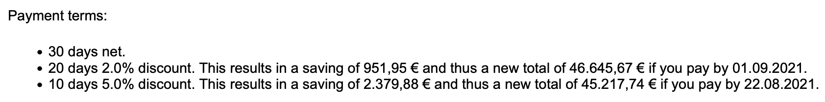 Skonto hint on ZEIT.IO invoice