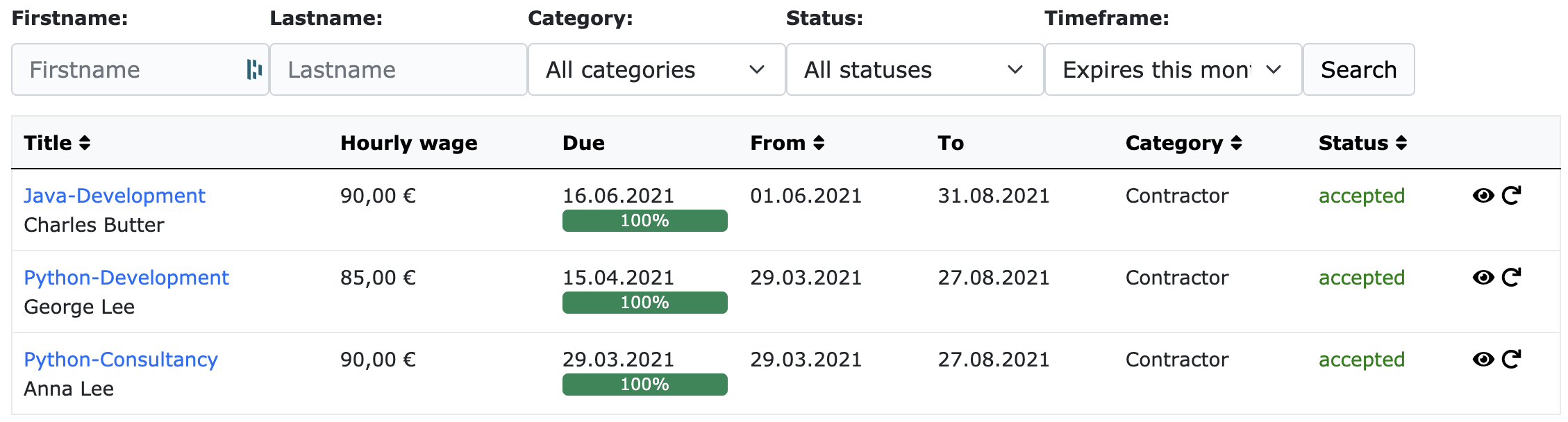 Contracts that will expire this month, on ZEIT.IO