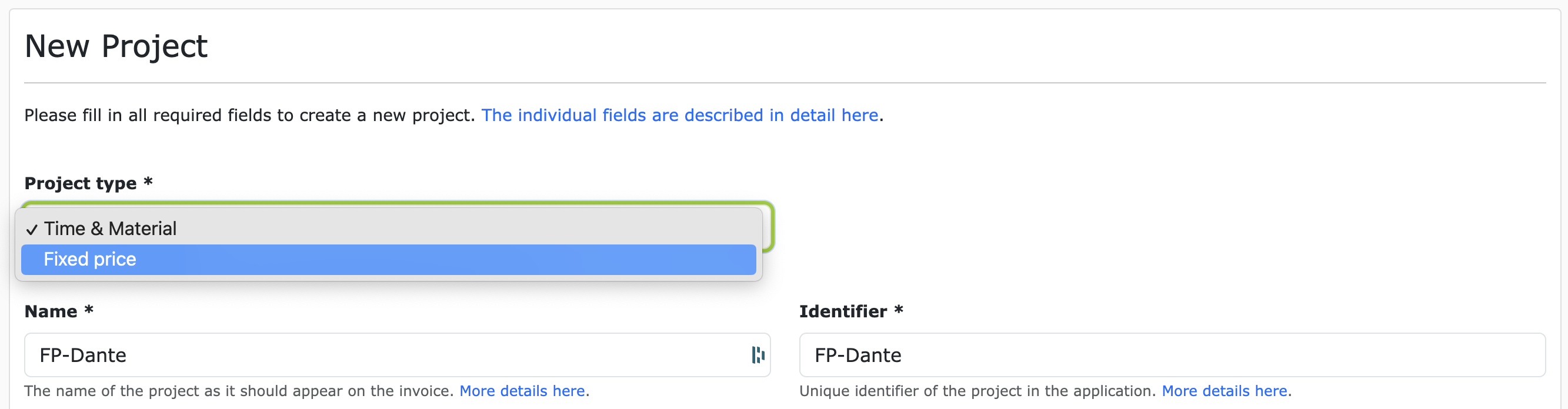 Create a new fixed price project at ZEIT.IO