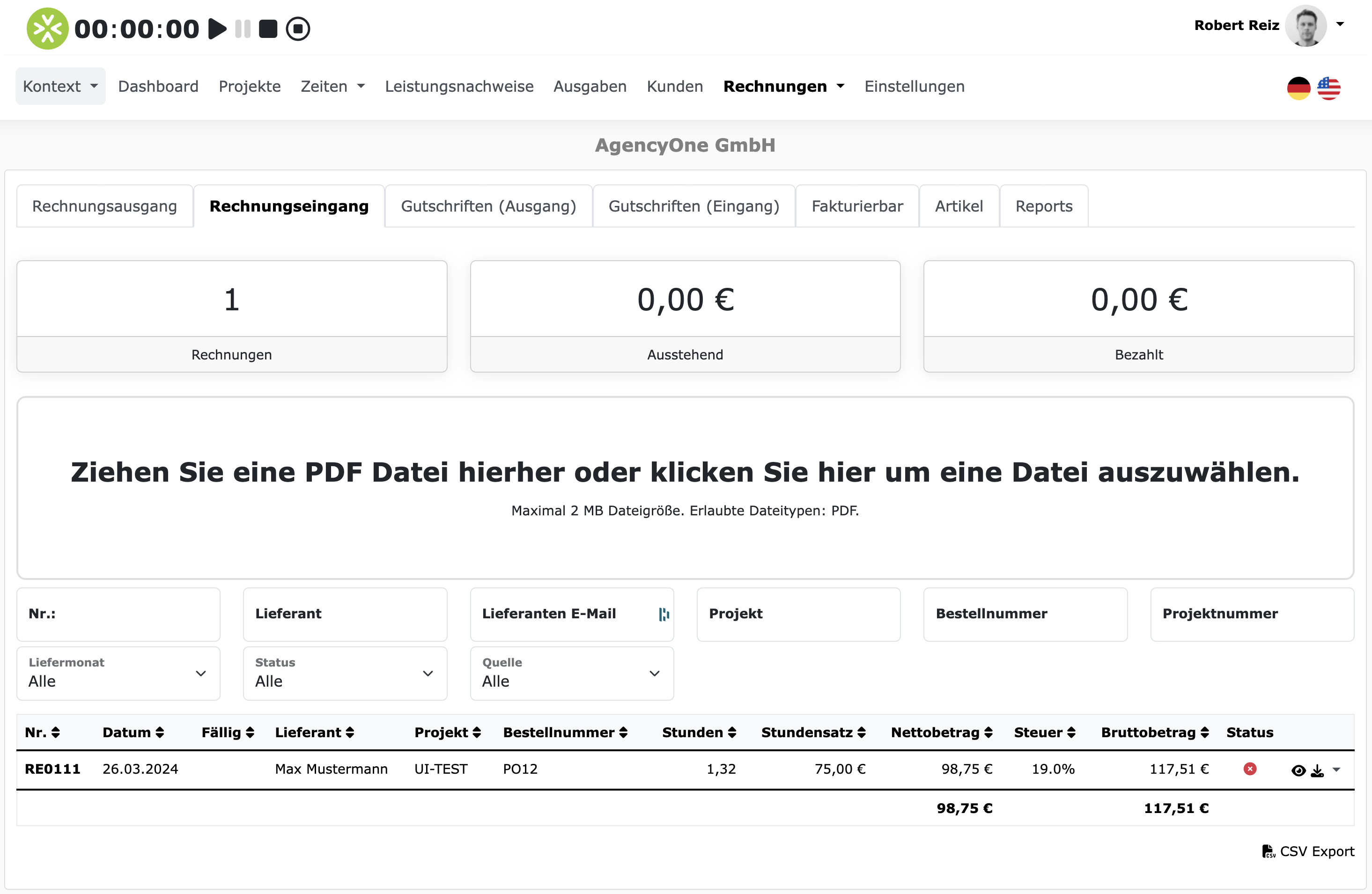 ZEIT.IO Rechnungeingang