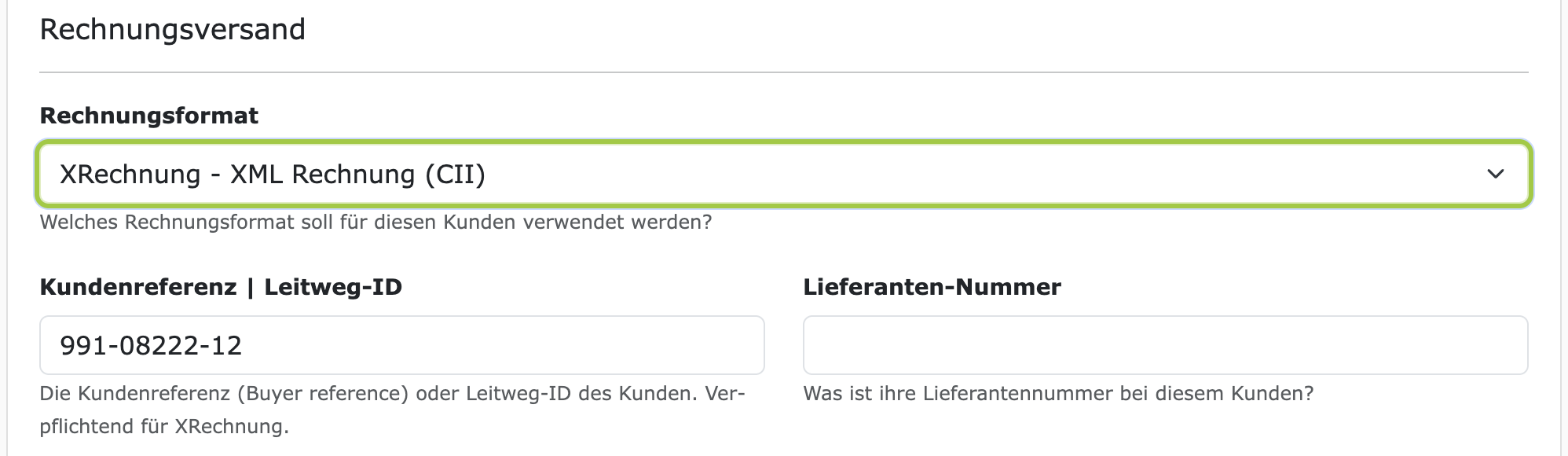 Rechnungsversand beim Kunden-Objekt