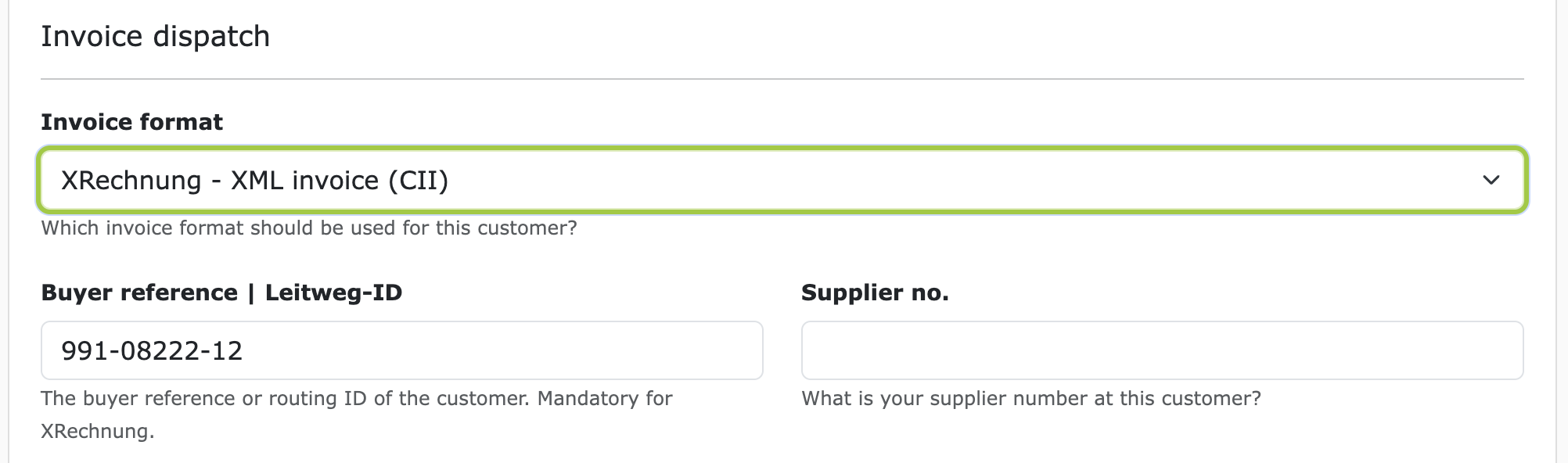 Configure invoice dispatch at customer level