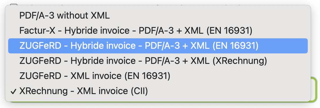 Invoice formats at ZEIT.IO