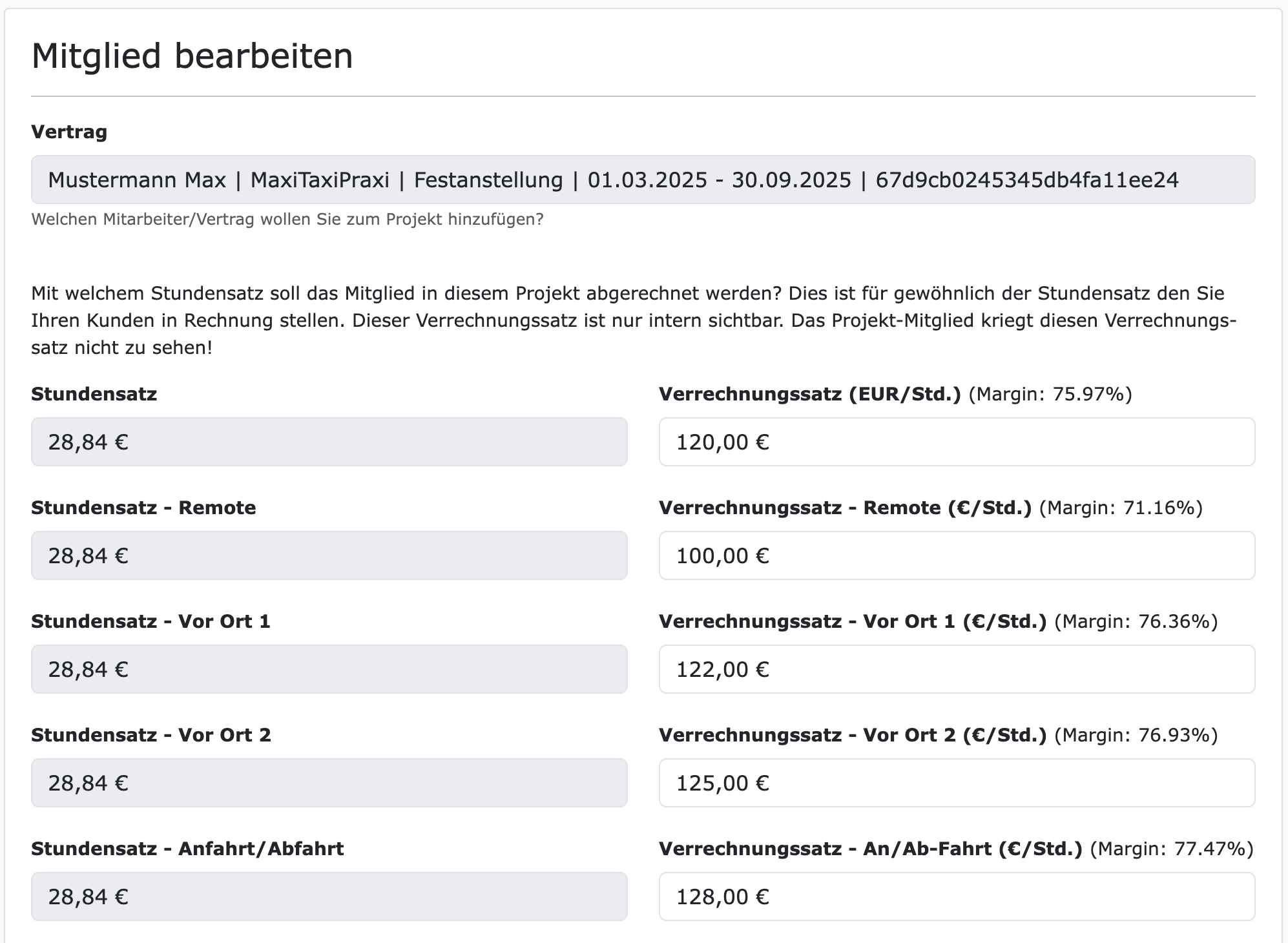 Mehrere VK-Sätze pro Mitarbeiter