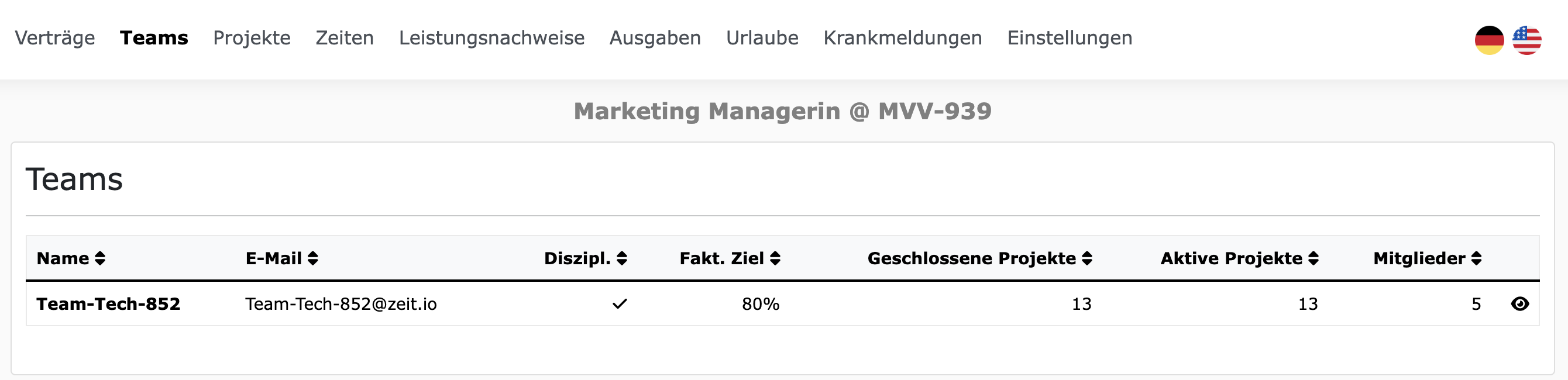 Teams für reguläre Mitarbeiter und Team-Mitlgieder
