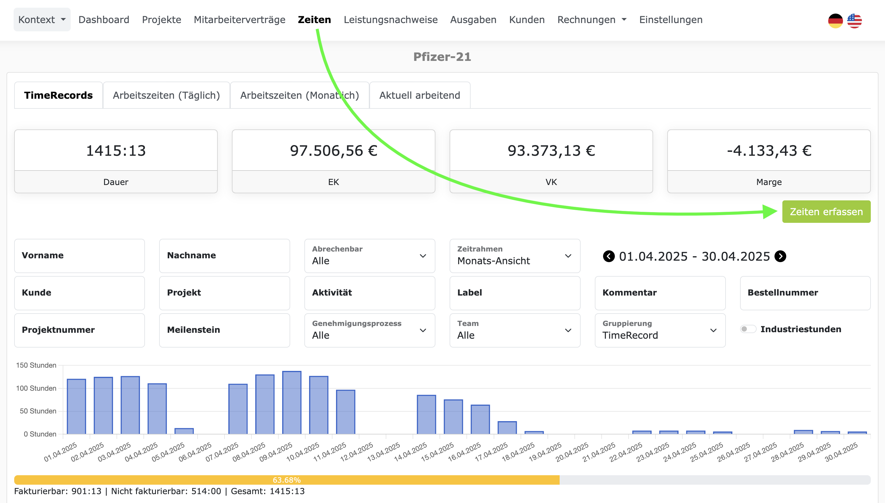 Zeiten erfassen auf ZEIT.IO