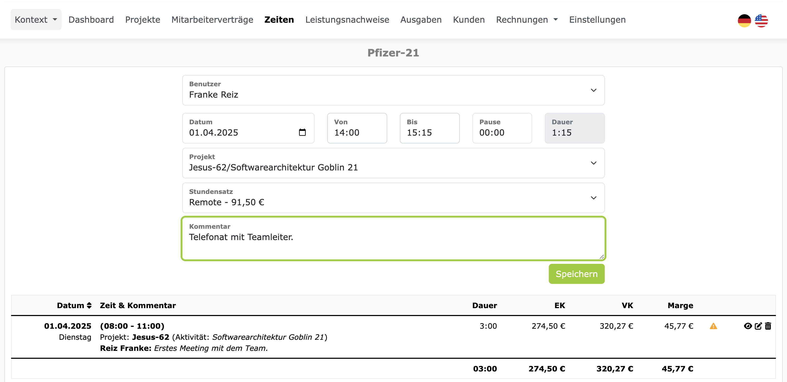 Zeiten für andere Benutzer erfassen auf ZEIT.IO