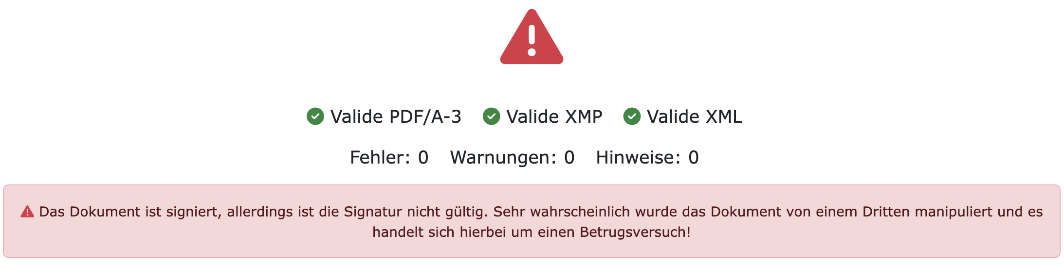Warnhinweis auf ZEIT.IO das die E-Rechnung manipuliert wurde und es sich wahrscheinlich um einen Betrugsfall handelt!