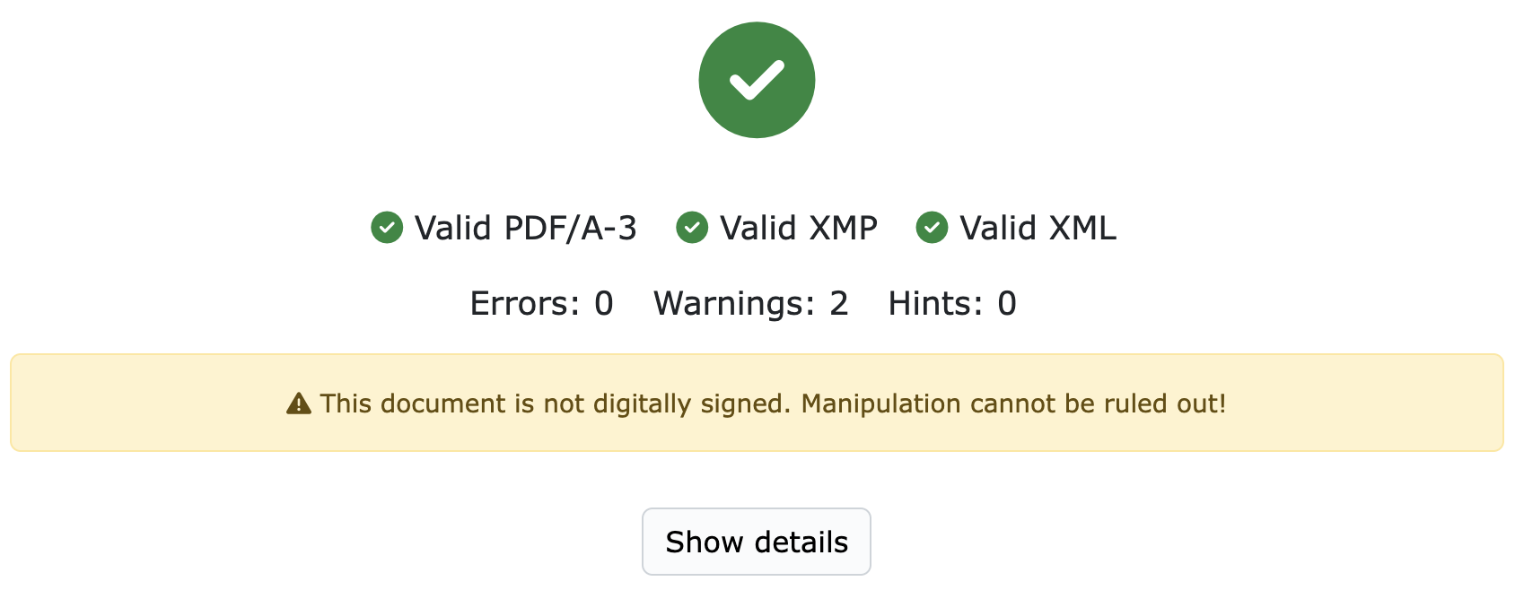 Valid e-invoice without digital signature.