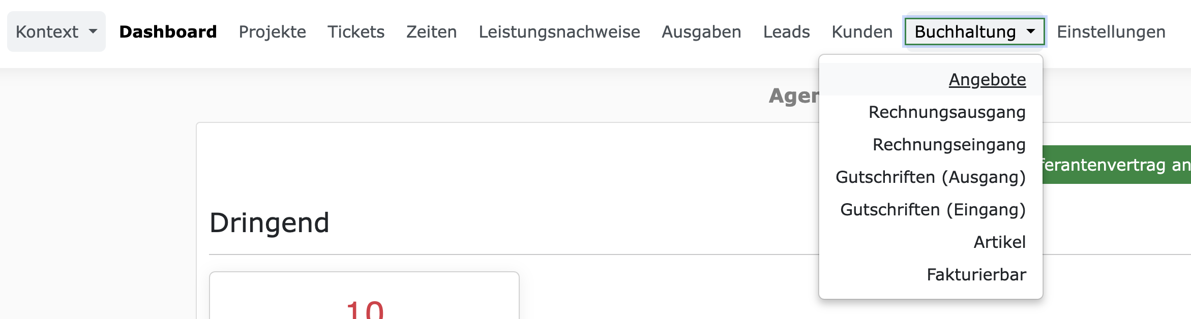 Neues Angebots-Feature unter dem Punkt Buchhaltung.