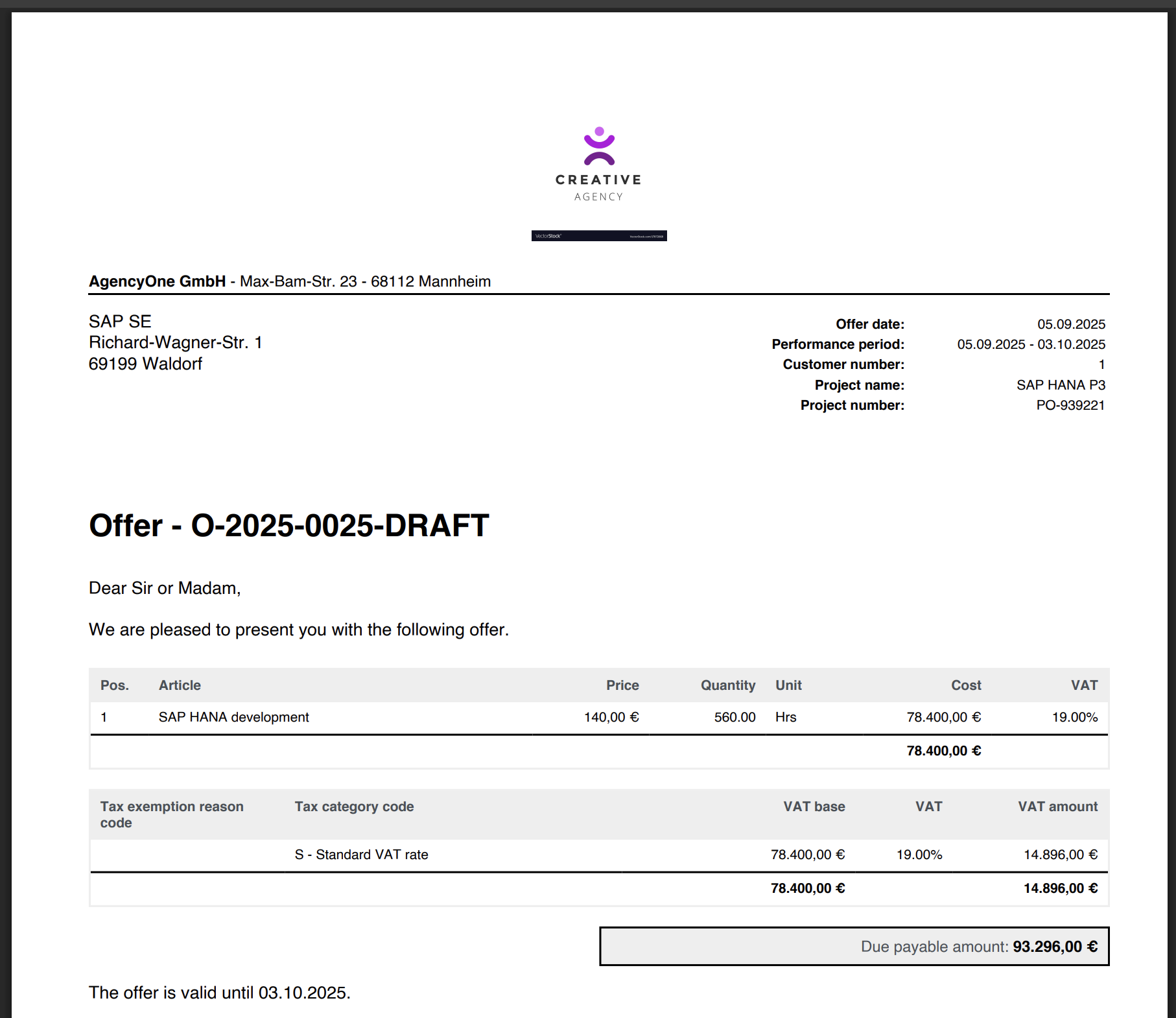 Example offer on ZEIT.IO