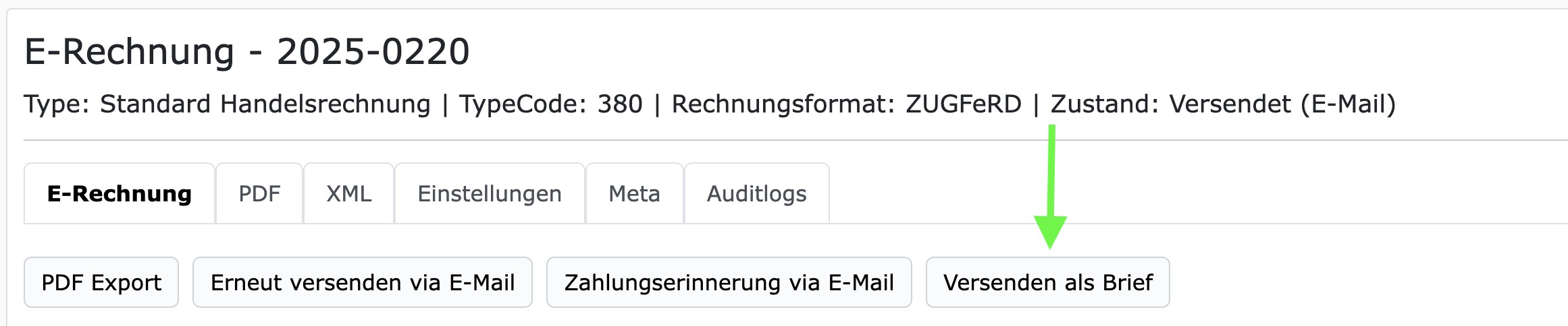 Rechnung als Brief versenden, mit nur einem Klick