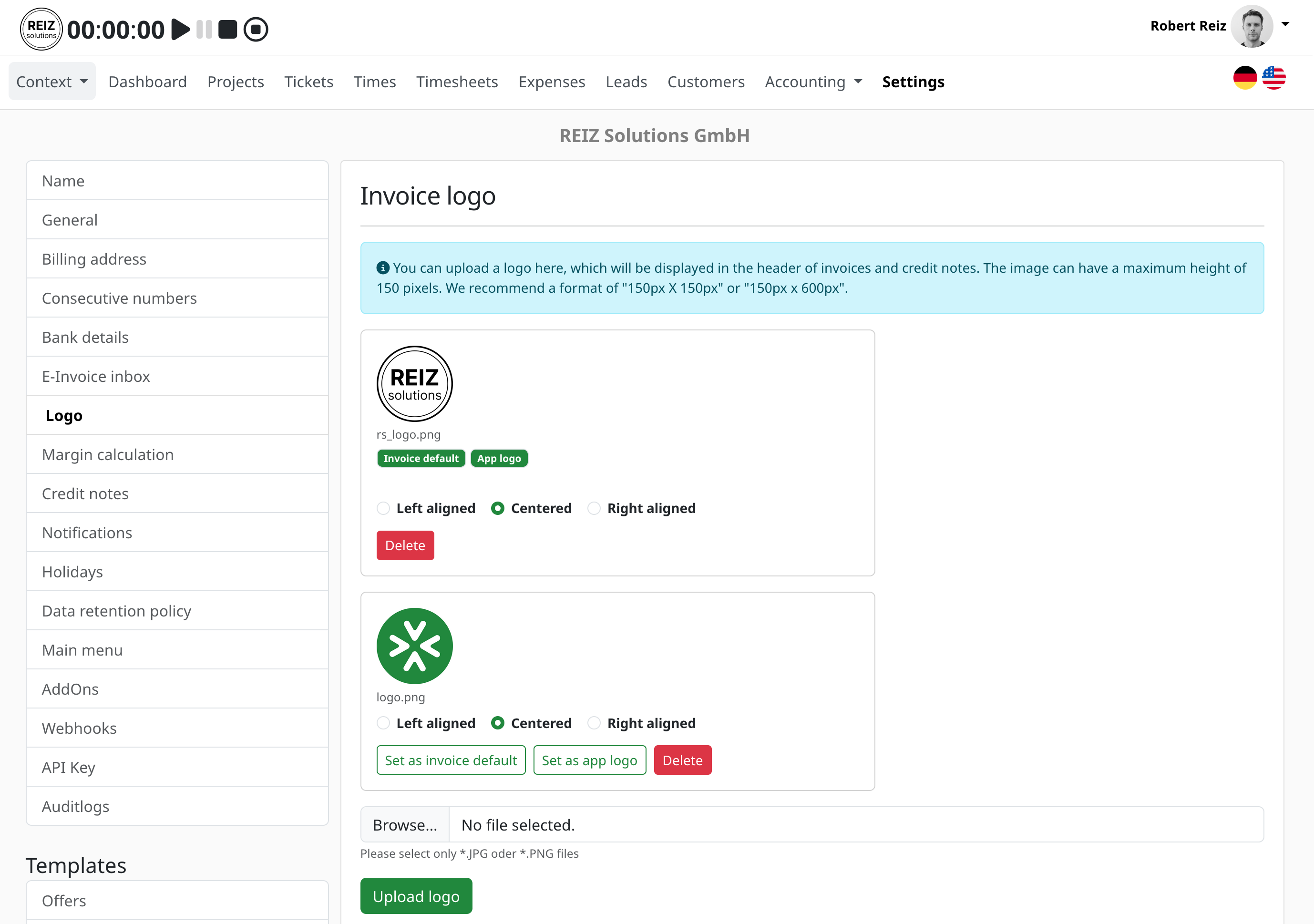 Logo management in ZEIT.IO