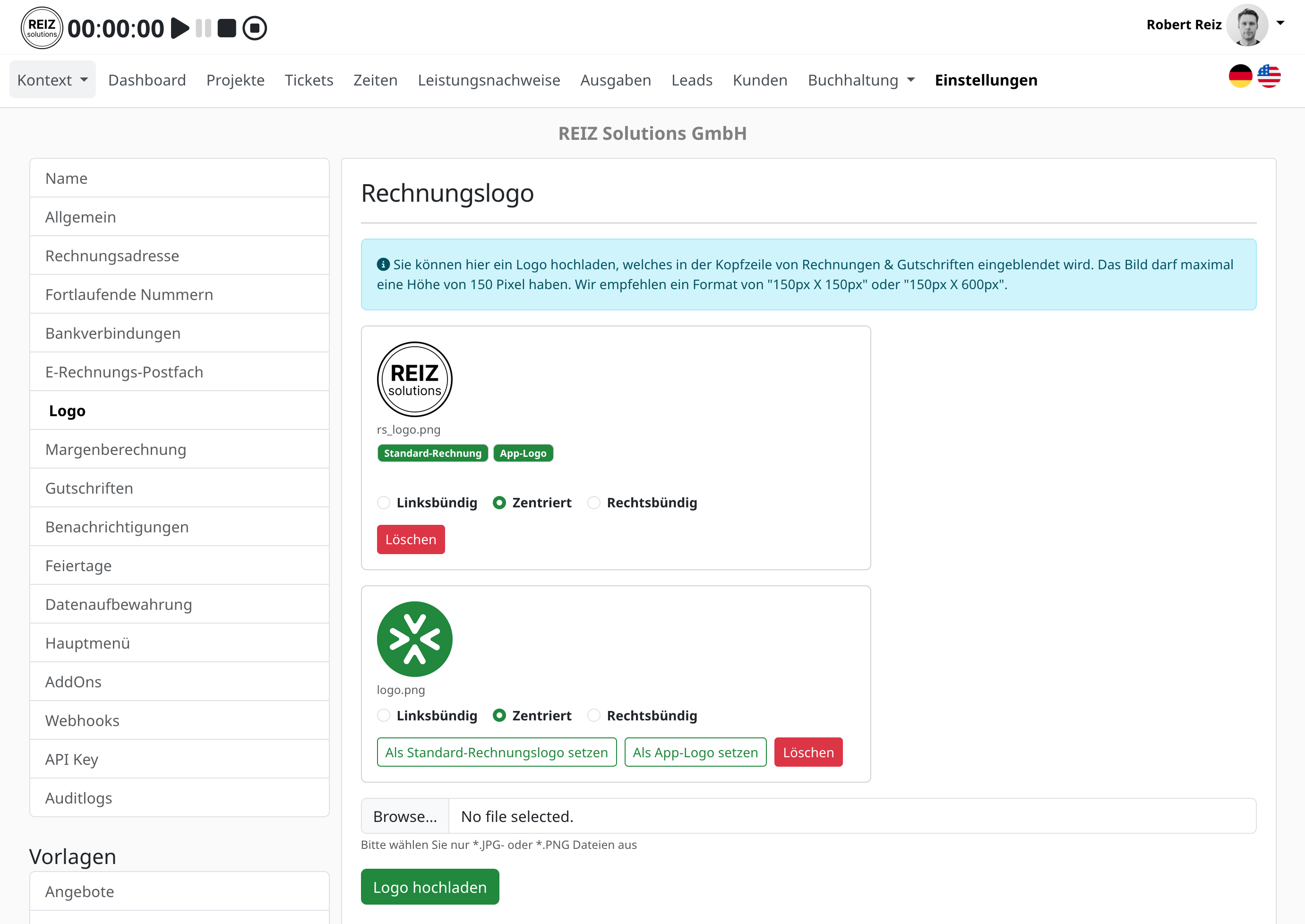 Mehrere Logos in ZEIT.IO verwalten